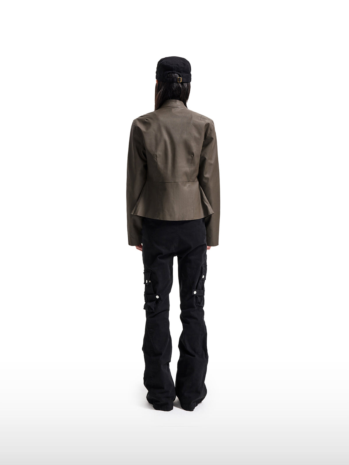 Buttoned Micro-Flare Cargo Pants