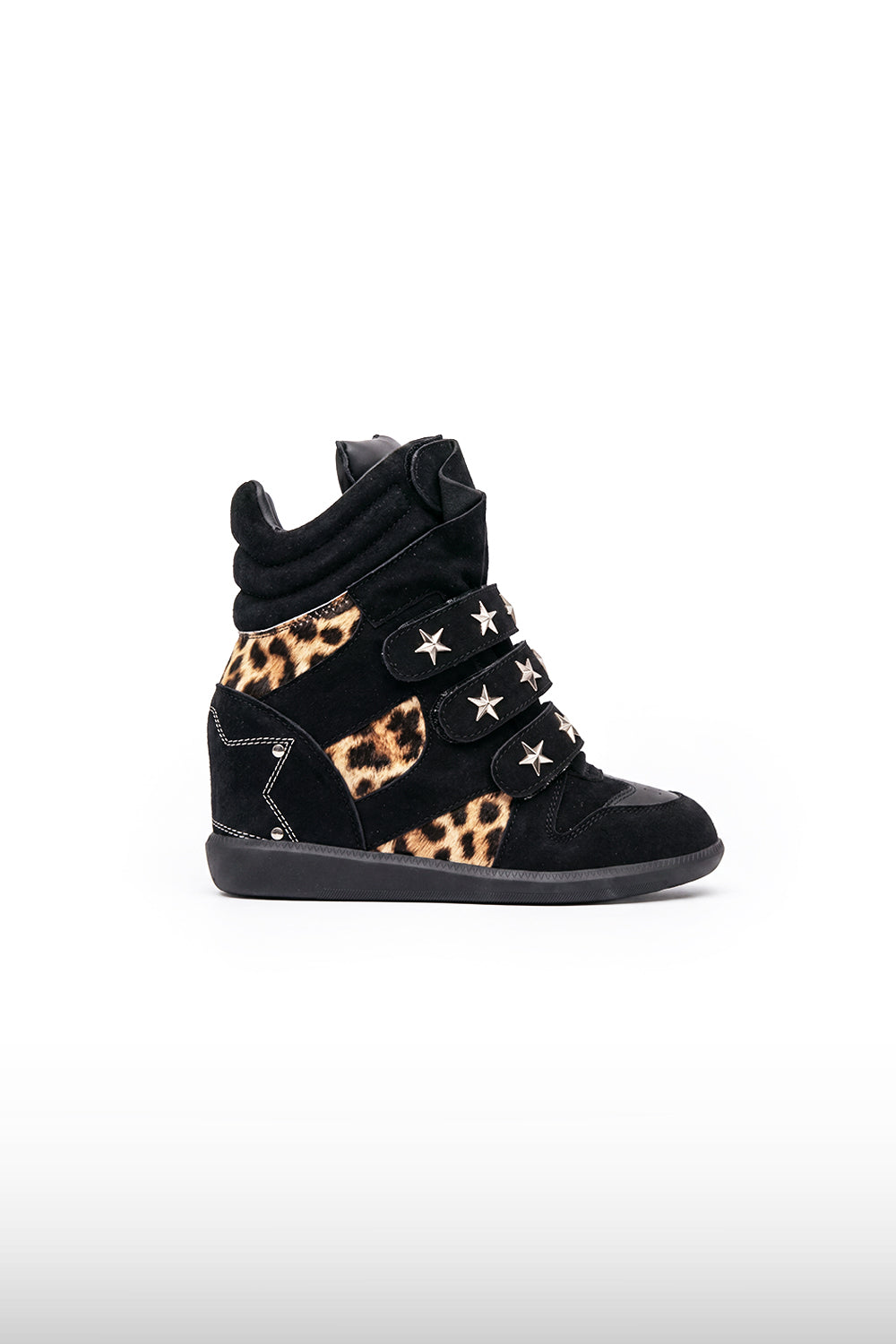 Leopard Star Wedge Sneakers