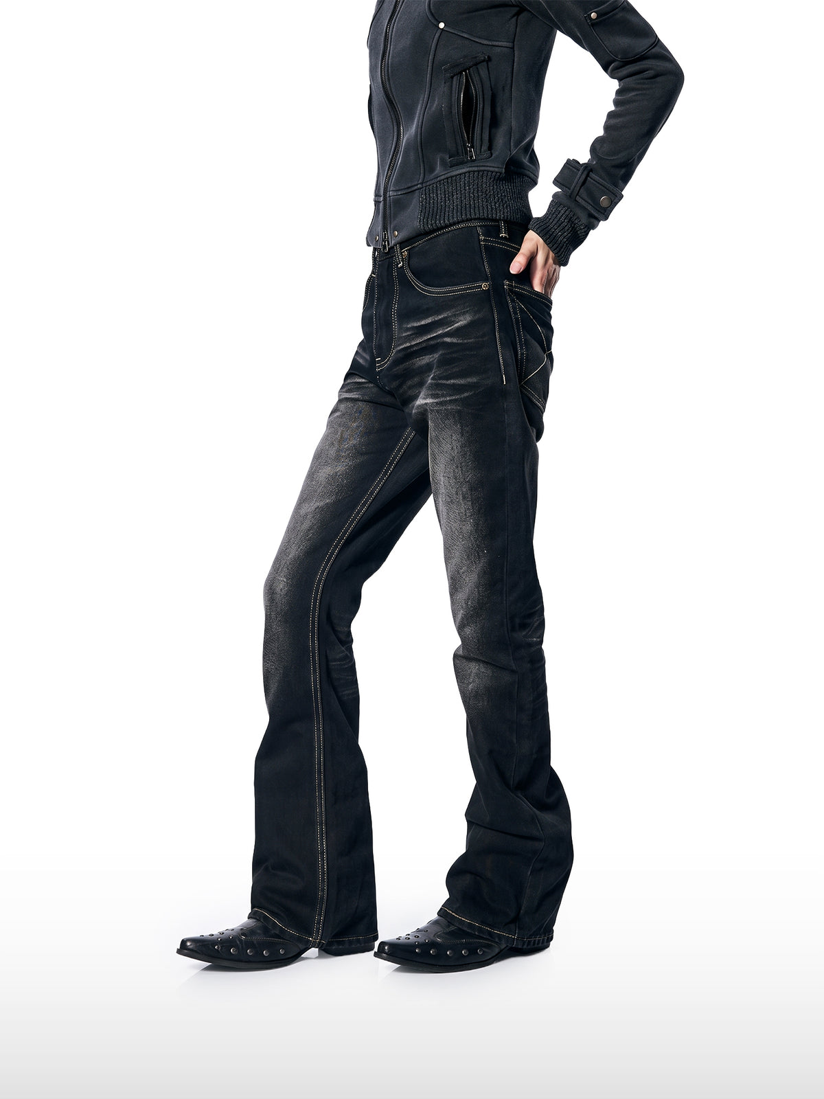 Sleek Black Flare Jeans
