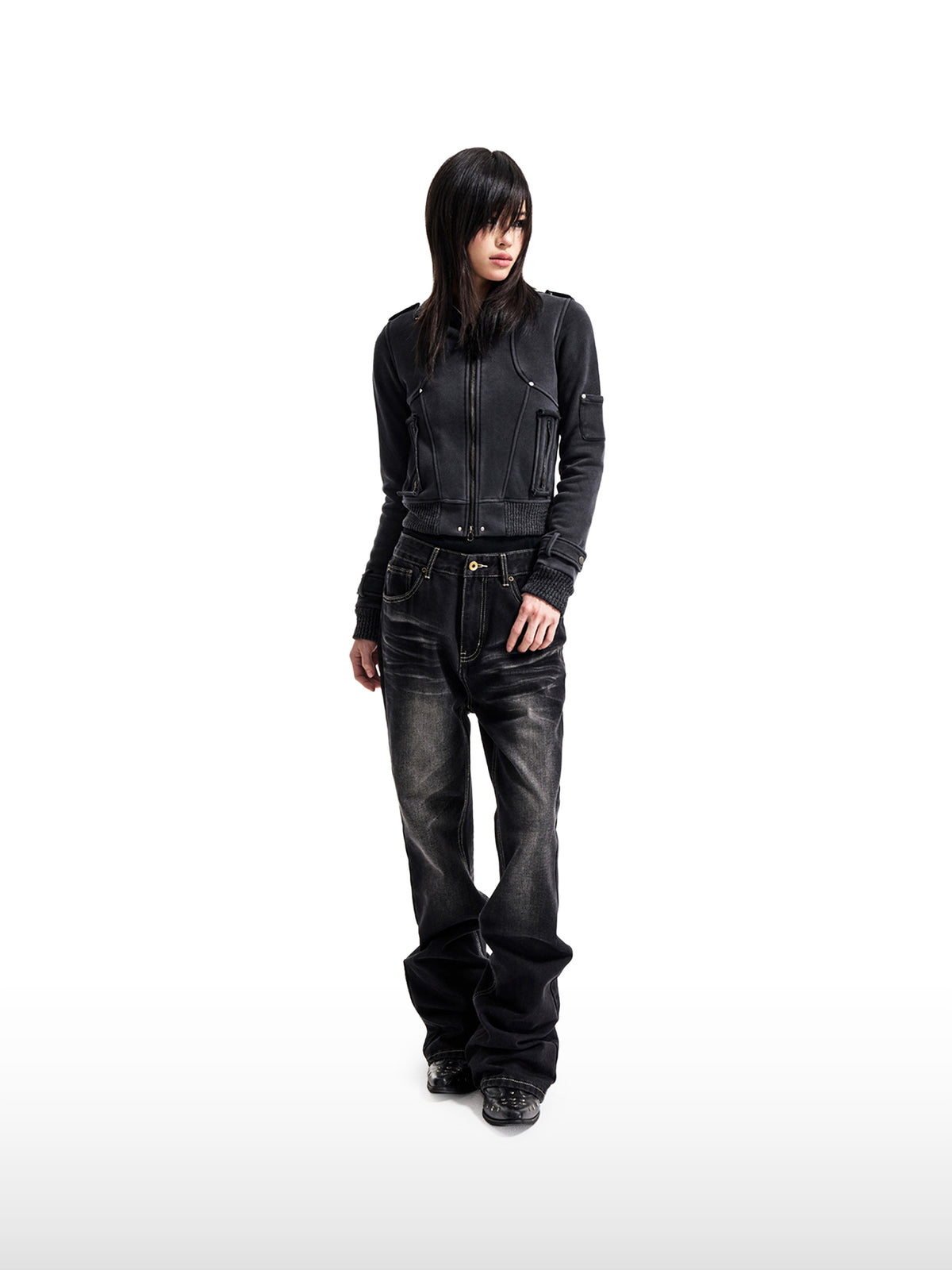 Sleek Black Flare Jeans