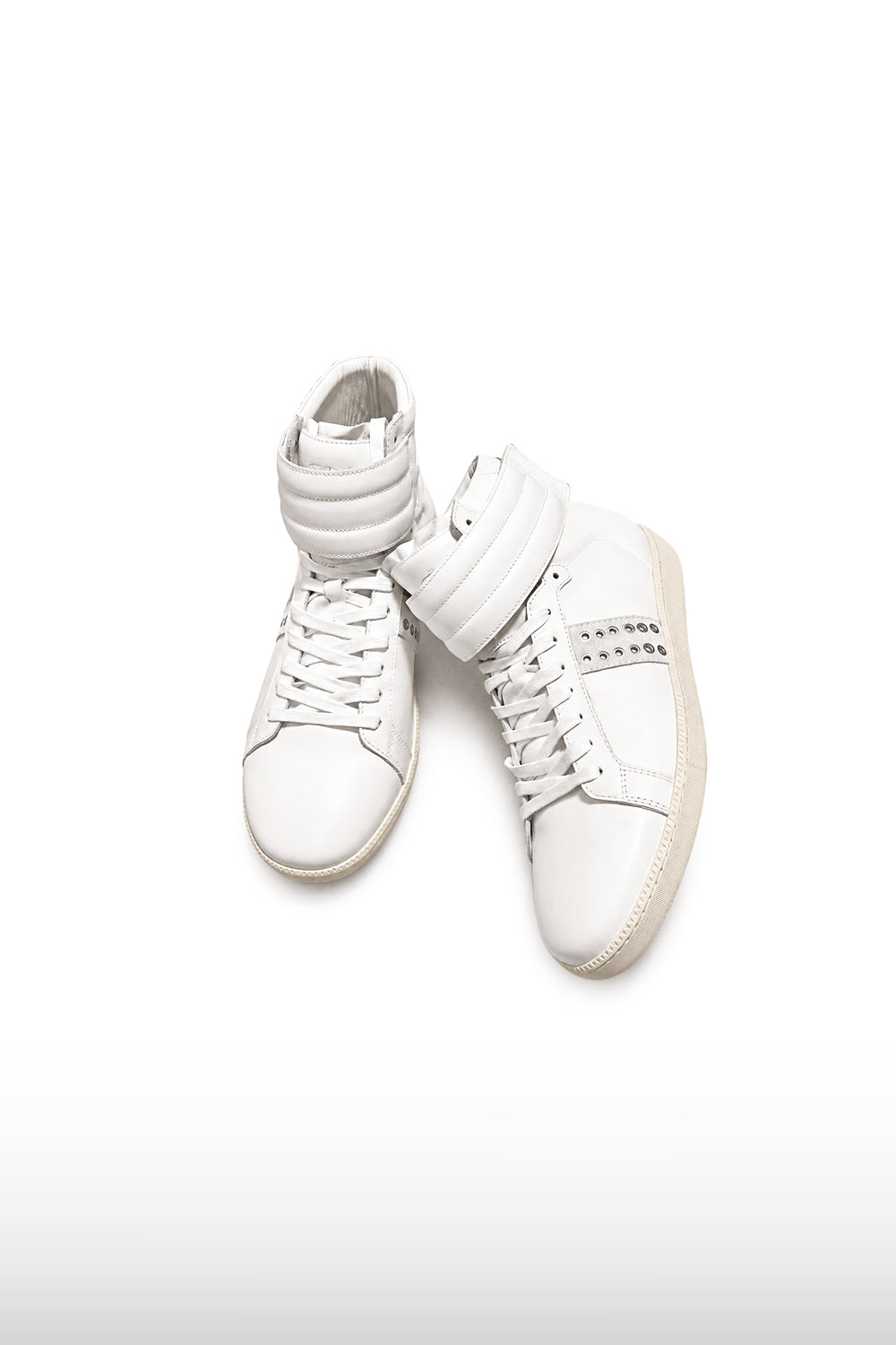 White Leather Strap Sneakers