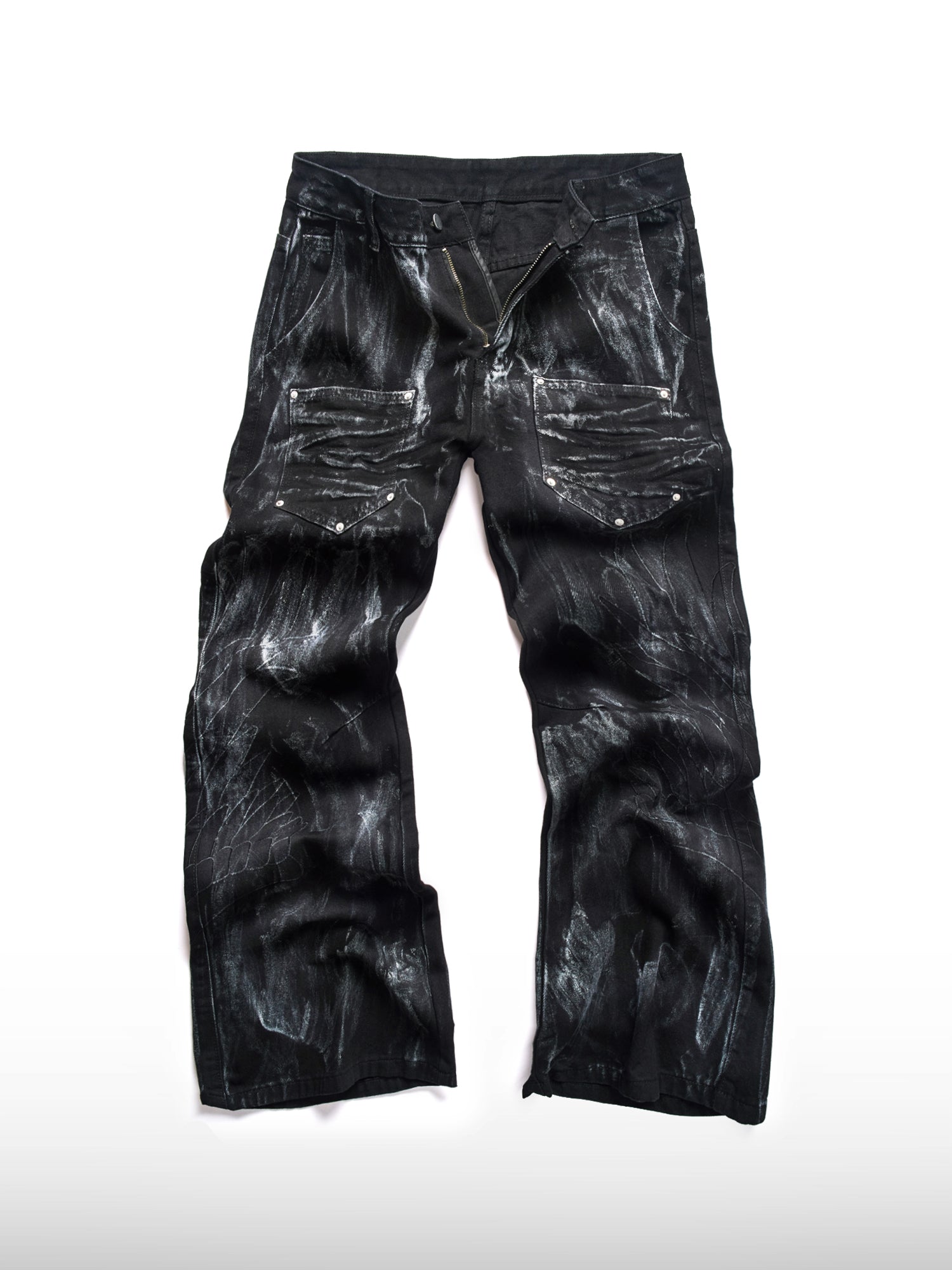 Black Embroidered Flare Jeans