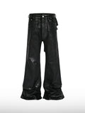 Coated Black Wide-Leg Jeans