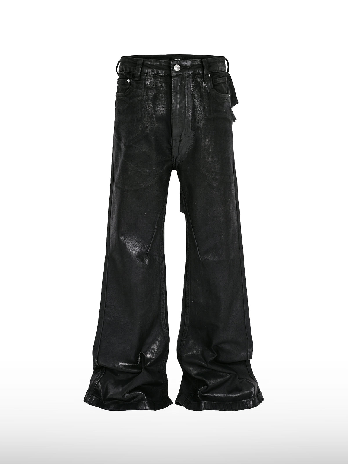 Coated Black Wide-Leg Jeans