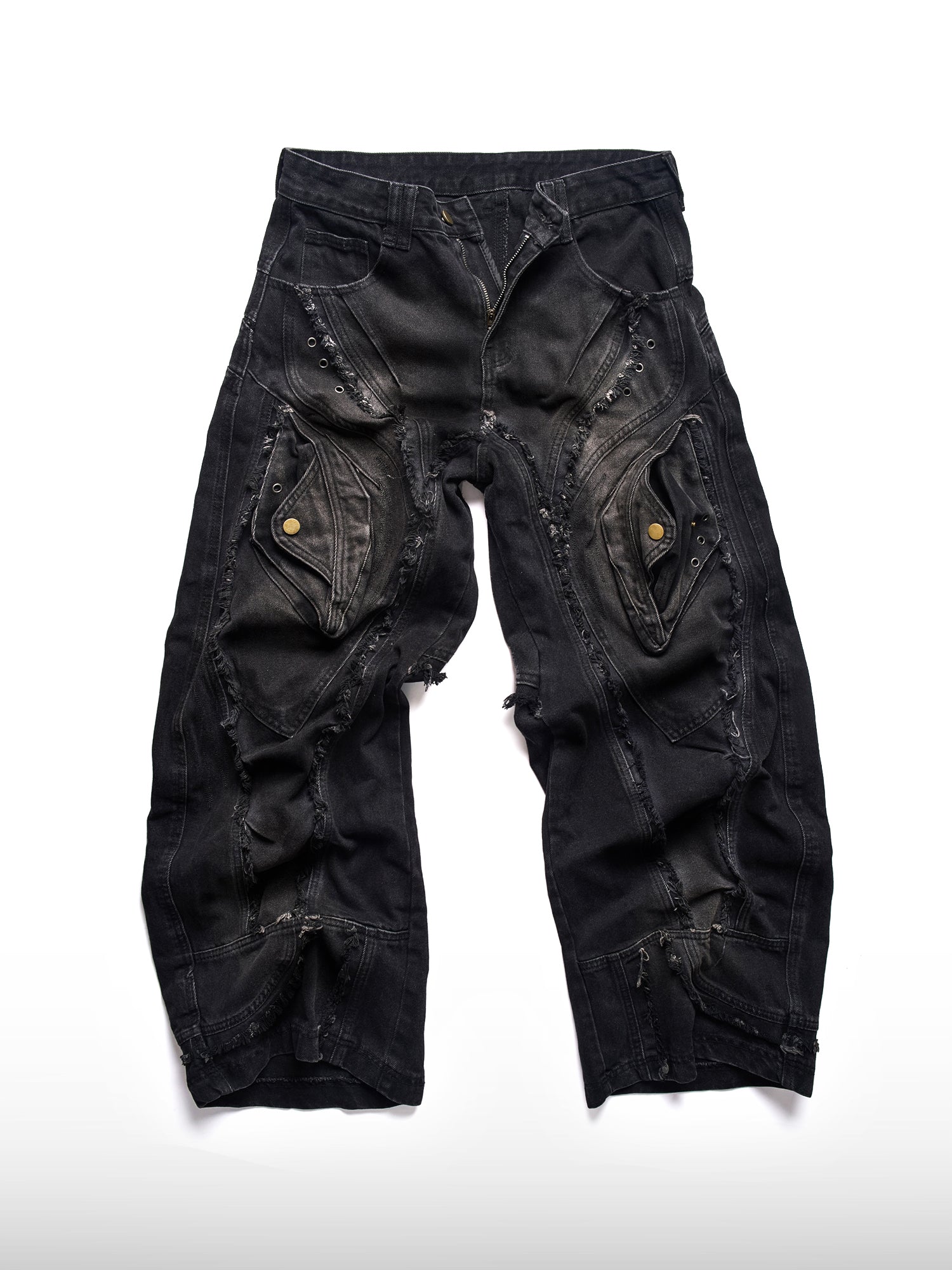 Deconstructed Washed Cargo Jeans
