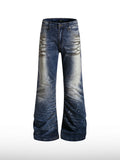 Distressed Washed Straight Denim