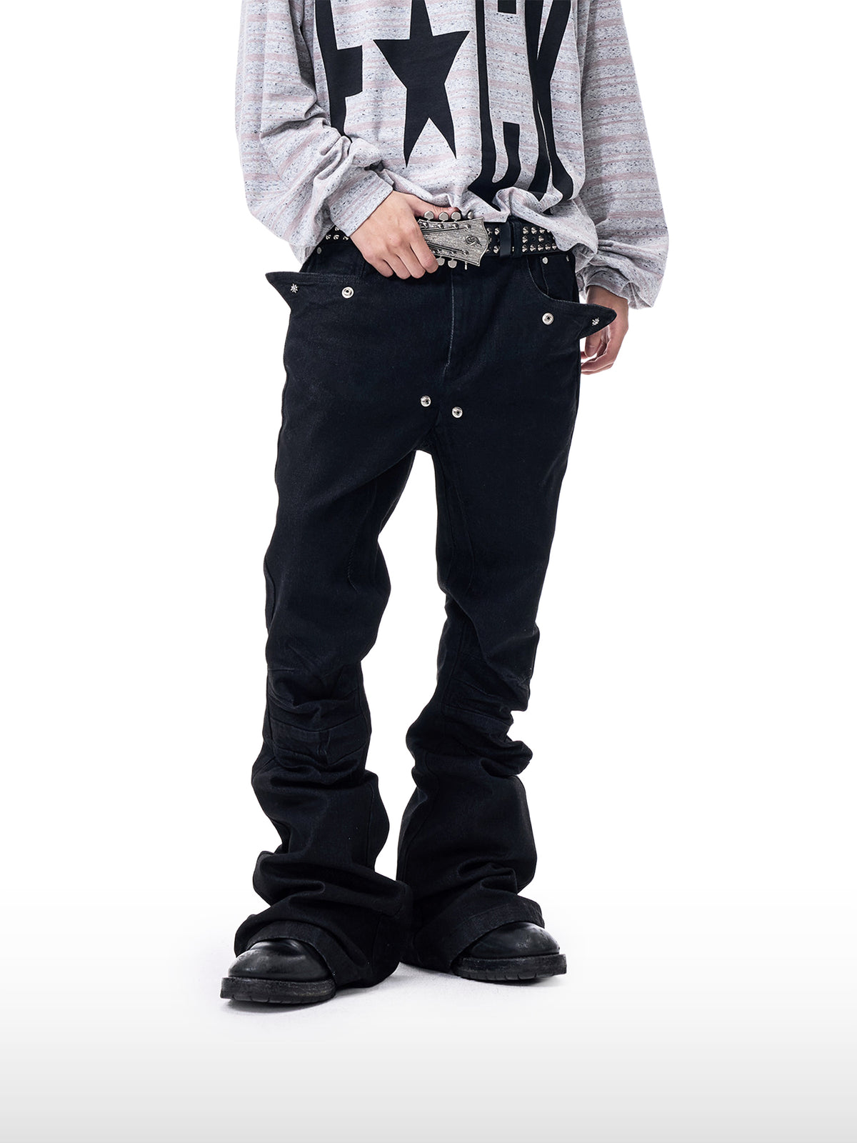 High Street Flared Black Jeans