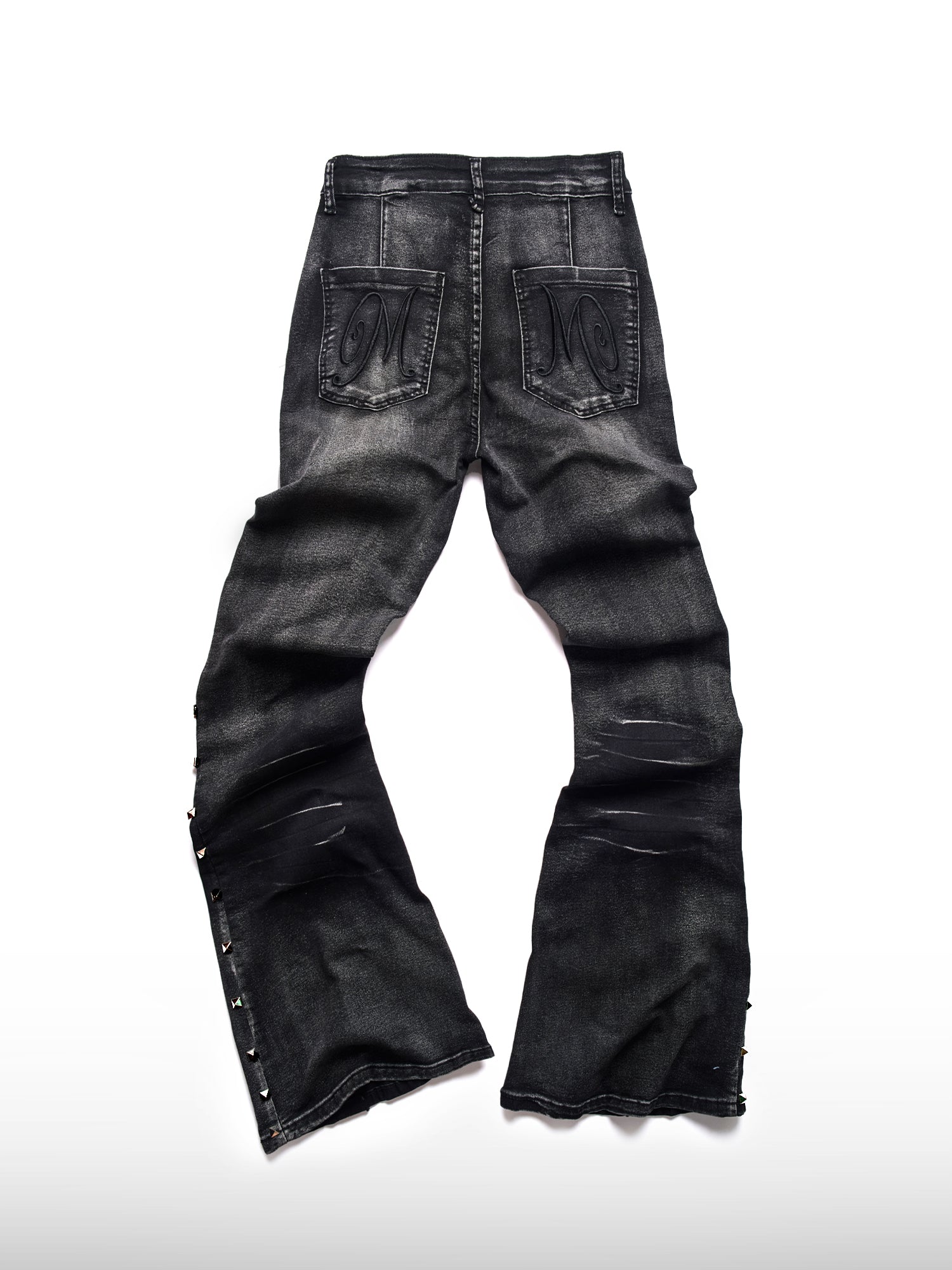Lace-Up Studded Flare Jeans