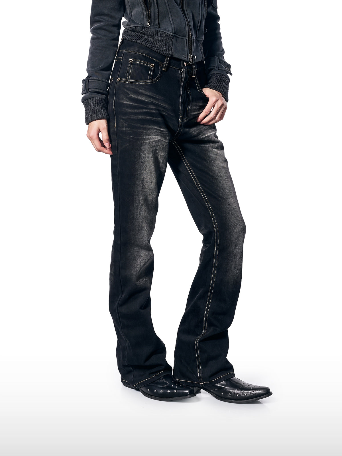Sleek Black Flare Jeans