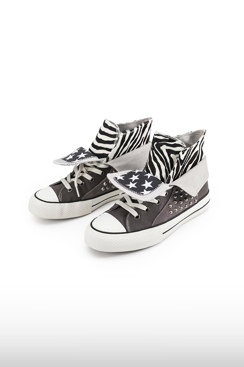 Studded Zebra High-Top Sneakers