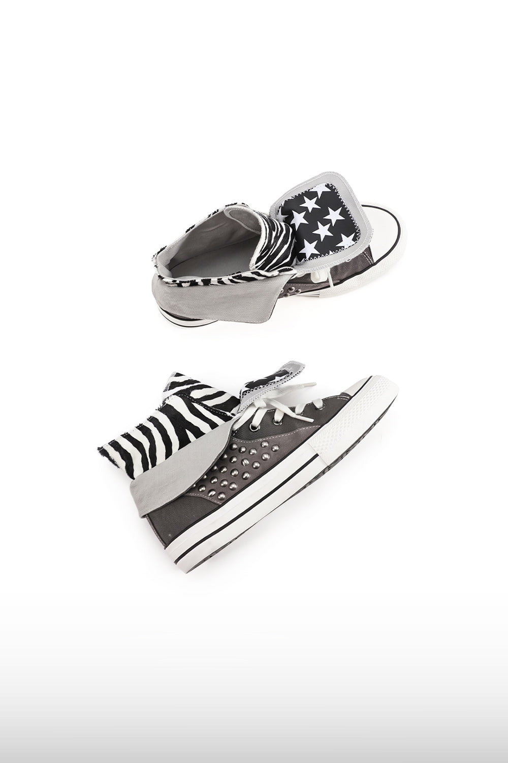 Studded Zebra High-Top Sneakers