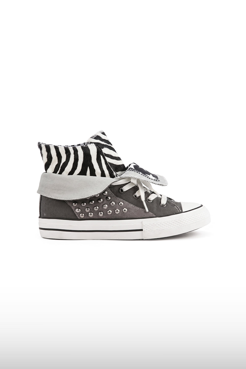 Studded Zebra High-Top Sneakers
