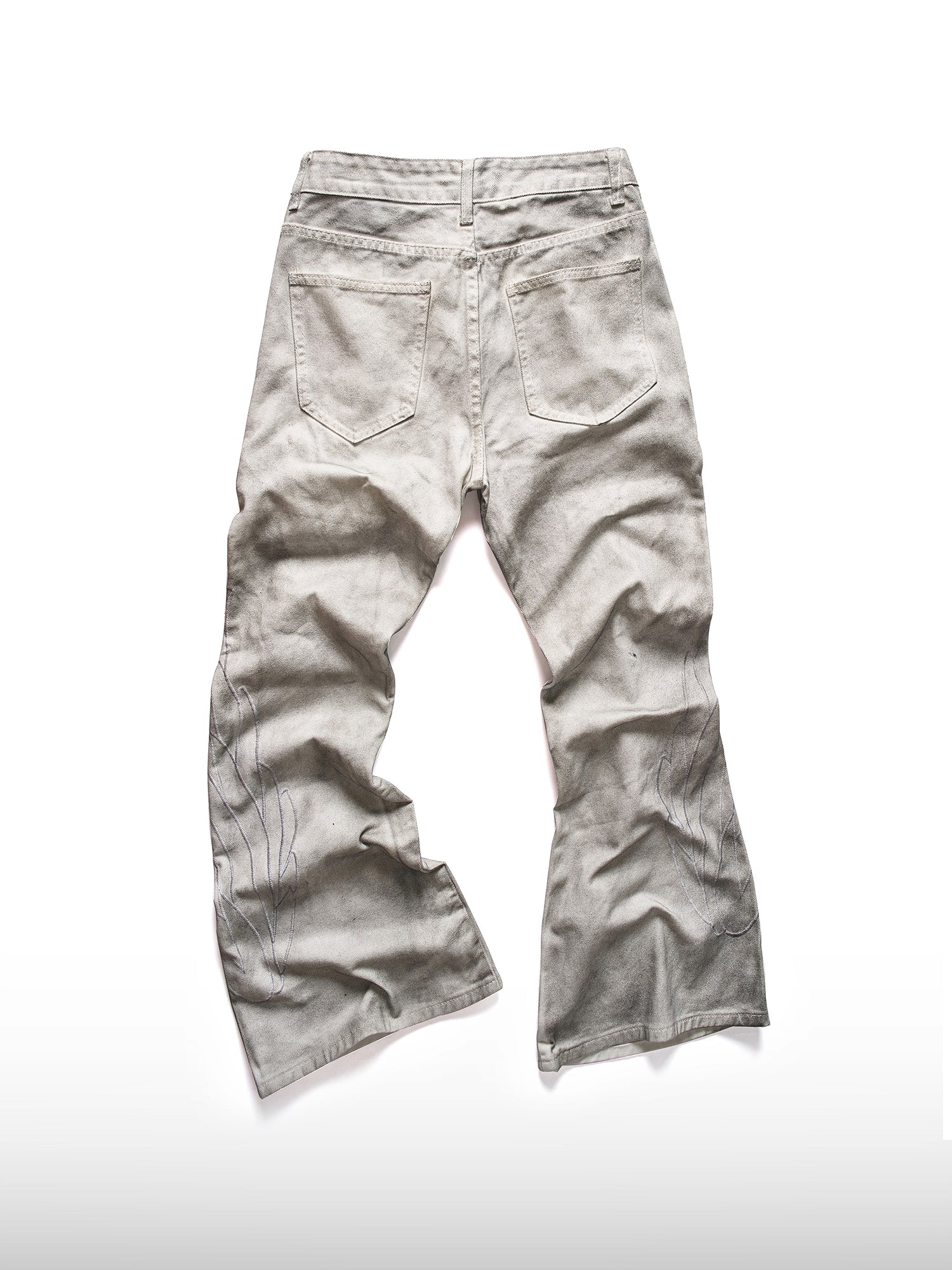 White Embroidered Flare Jeans