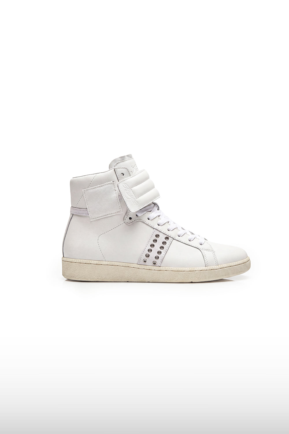 White Leather Strap Sneakers